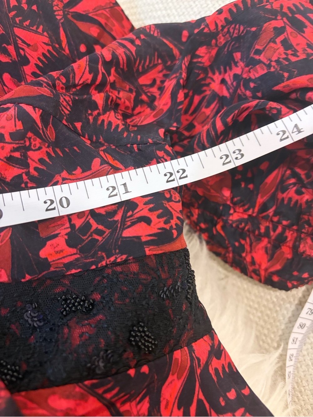 anthropologie bhanuni by jyoti Red And Black Blouse Size L Red Regal Lace - Picture 7 of 9